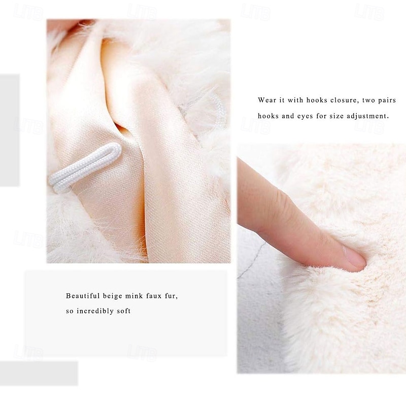 Women's Wedding Faux Fur Shawl and Wraps Bridal Fur Stole Cape Fur Scarf for Bride and Bridesmaids4