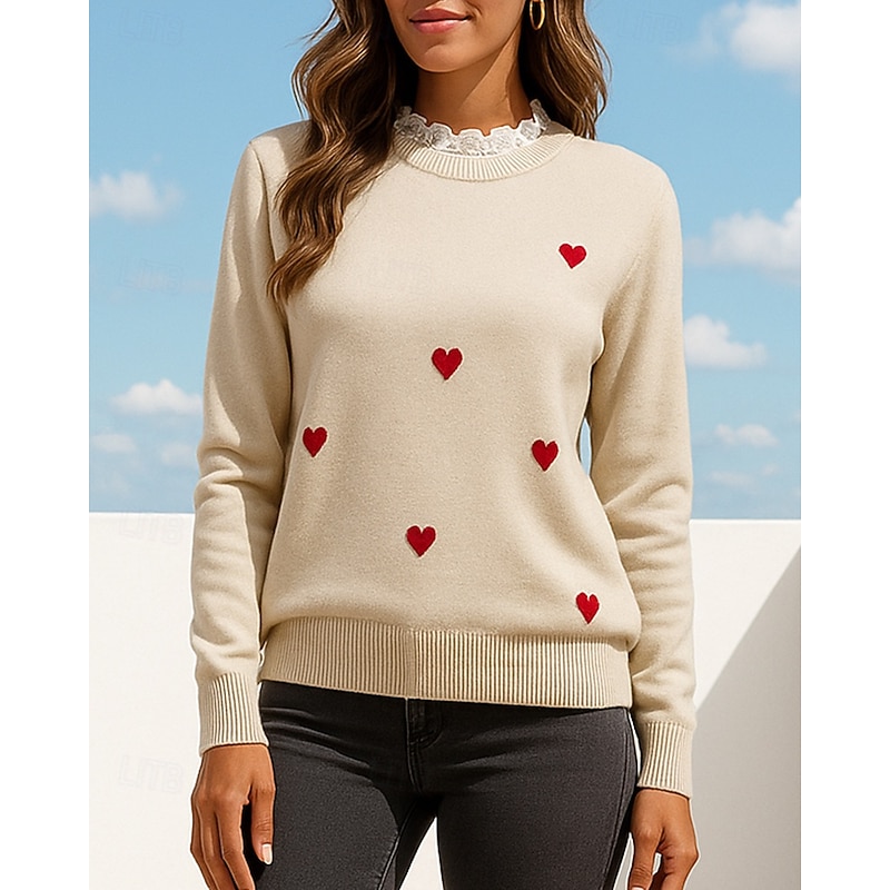 Women's Casual Tops Pullover Sweater Embroidery Long Sleeve Top Athleisure Fall Heart Fashion Warm Workout Outdoor Training Sportswear Activewear Black Blue Green4