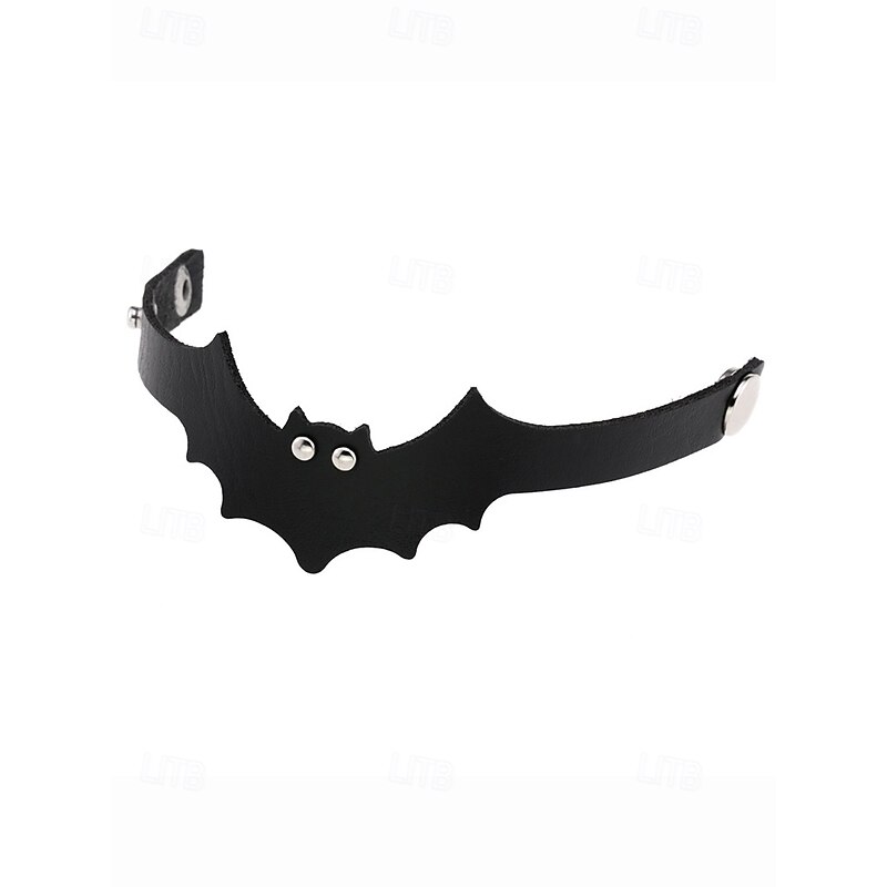 Women's Halloween Bat Bracelet – Gothic Faux Leather Wristband Cuff with Adjustable Snap Closure, Punk Style Jewelry for Costume Party and Cosplay4