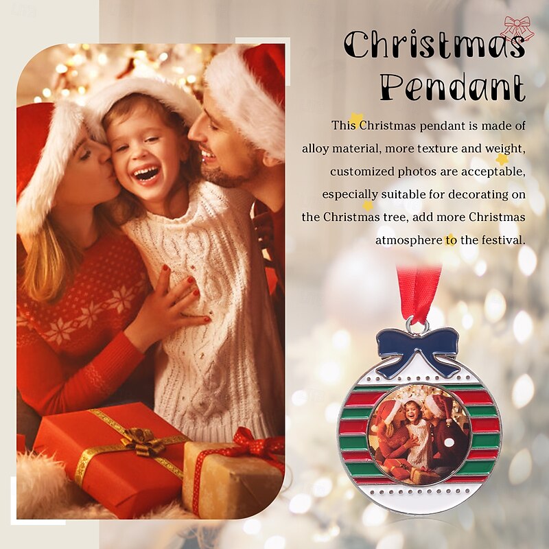 Personalized Photo Christmas Ornaments Custom Metal Alloy Xmas Tree Pendants Decoration Commemorative Gifts For Family Friends Loved Ones Neighbors3
