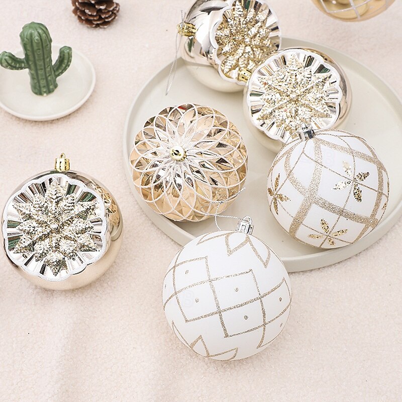 9pcs Christmas Tree Balls Baubles Ornaments, 10cm/3.94inch Xmas Decorations, Premium Painted Bauble Gift Set for Holiday Tree Hanging4