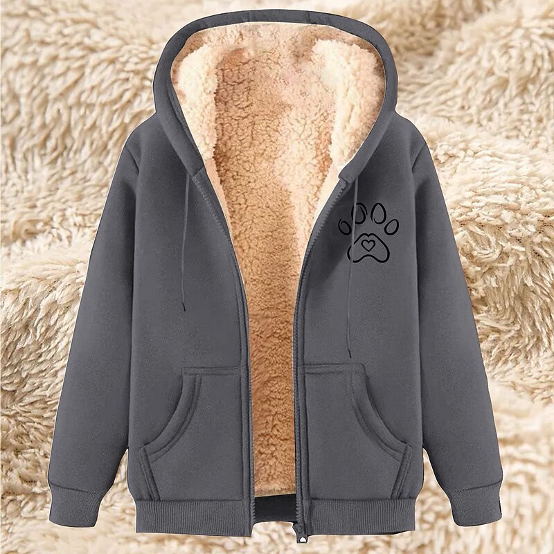 Men's Full Zip Hoodie Zip Up Hoodie Fleece Jacket Fleece Hoodie Apricot Black Wine Red Blue Hooded Plain Graphic Prints Paw Zipper Pocket Casual Daily Going out Polyester Streetwear Casual Fall2