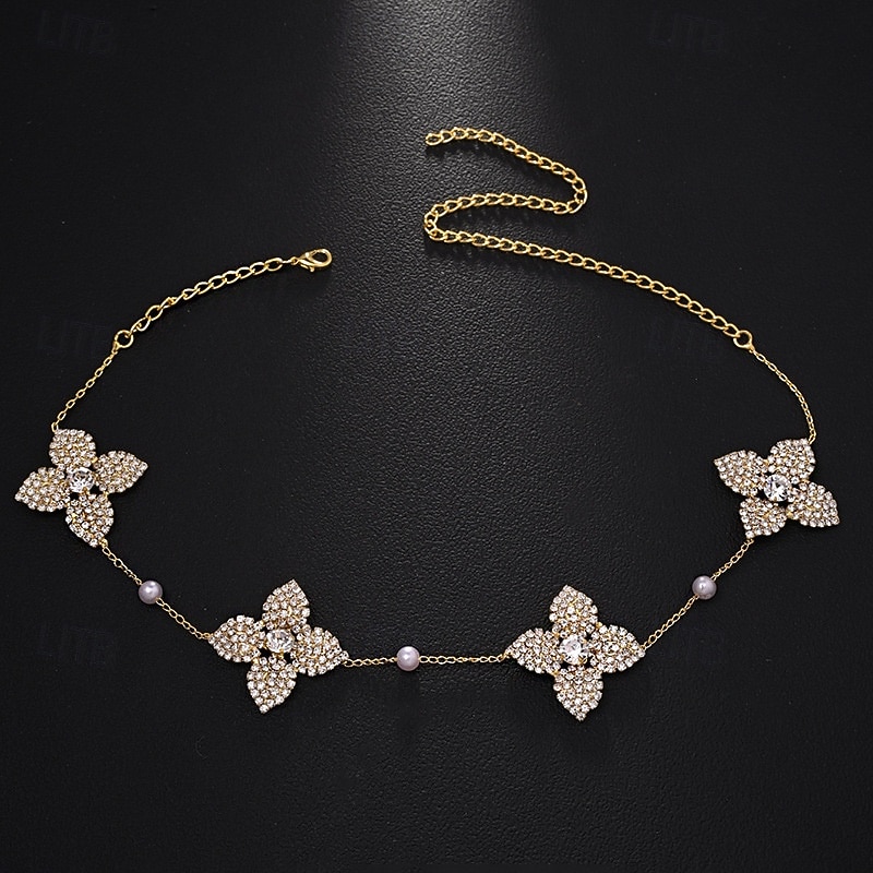 Choker Necklace Zircon Rhinestones Women's Elegant Cute Floral Flower Shape Wedding irregular Necklace For Wedding Party Birthday2