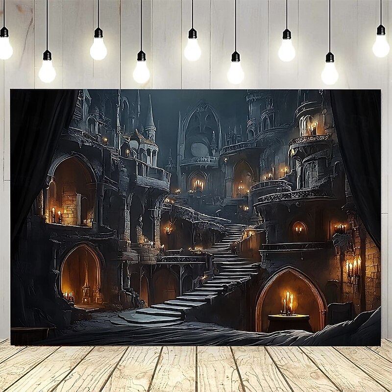 Halloween Horror Photograph Backdrop House Hanging Tapestry Wall Art Large Tapestry Mural Decor Blanket Curtain Home Bedroom Living Room Decoration2