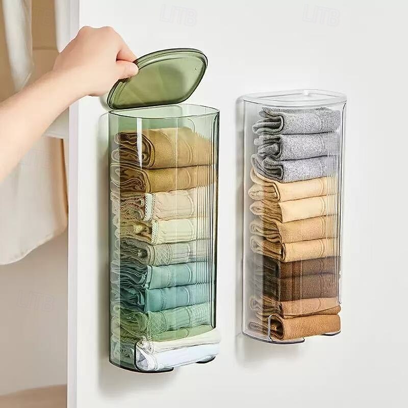 Wall-Mounted No-Drill Storage Box, Transparent Hanging Organizer for Bras, Socks, and Underwear, Closet Storage and Wardrobe Organization3