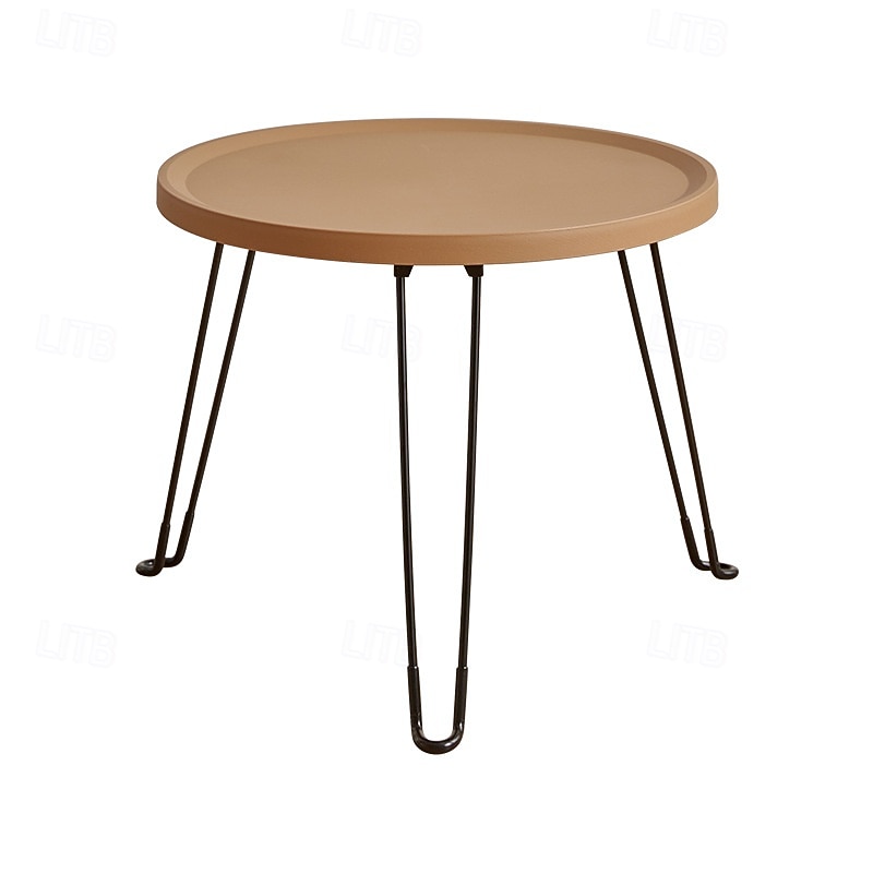 Modern Small Round Folding Coffee Table Tray Surface, 3 Legs, Suitable for Compact Spaces, Bedrooms and Living Rooms3