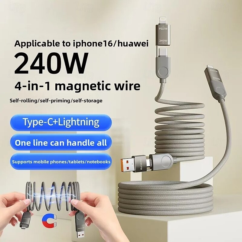 USB C Cable Lightning Cable Multi Charging Cable 66W 3.9ft USB A to USB C USB C to USB C USB Extension 5 A Charging Cable Fast Charging Nylon Braided 3 in 1 4 in 1 For iPhone Phone Accessory