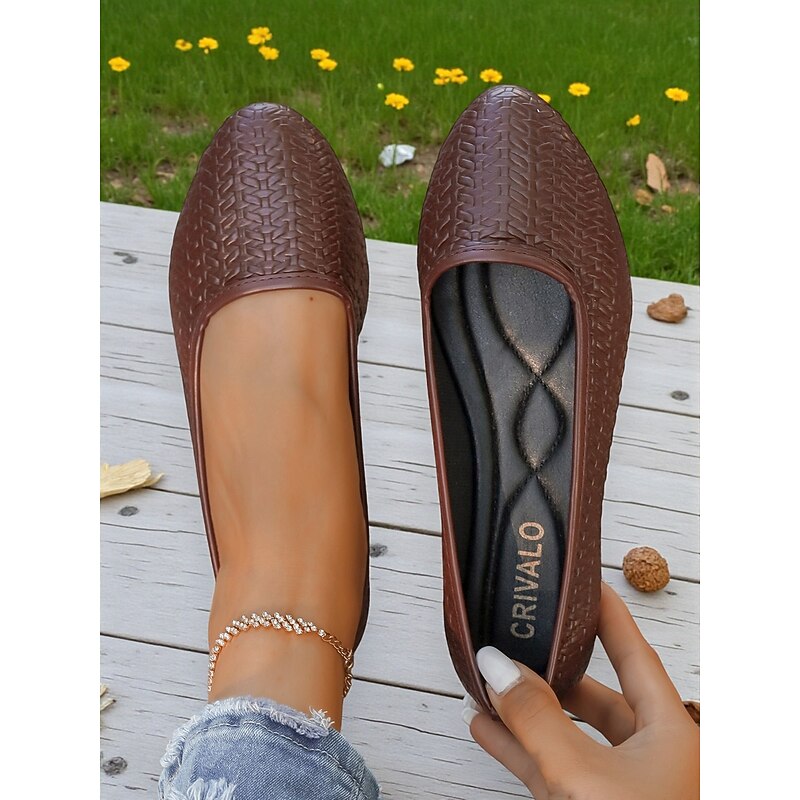 Women's Flexible Textured Ballet Flats, Lightweight Foldable Travel Shoes for All-Day Casual Wear2