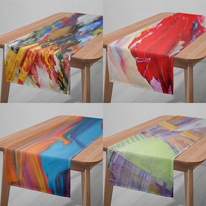 1pc Digital Printed Table Runner, Rectangular Table Flag for Dining Table, Banquet, and Outdoor Decoration