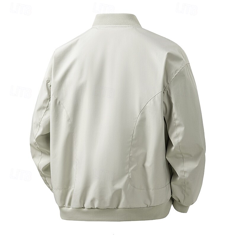 Men's Jacket Casual Jacket Outdoor Vacation Warm Zipper Pocket Fall Winter Plain Fashion Streetwear Standing Collar Regular Black Purple Beige Jacket4