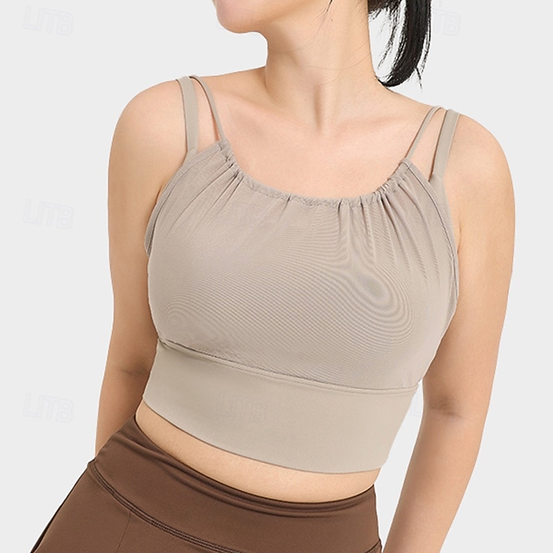 Women's Yoga Tank Tops Sports Bra Underwear Medium Support Breathable Mesh Paded Solid / Plain Color Sport Activewear Black White Tennis Workout Athletic