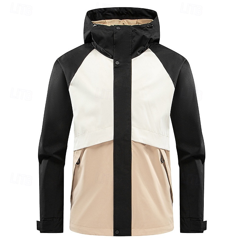 Men's Softshell Jacket Hiking Jacket Hardshell Jacket Outdoor Windproof Hiking Outfits Hiking Clothes Spring Autumn / Fall Top Camping / Hiking / Caving Running Patchwork Black White Blue2