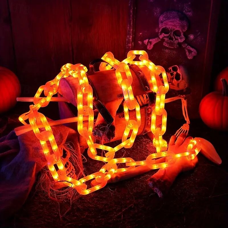 Halloween Plastic Chain String Lights 2m 100LED Solar Powered Halloween Party Room Corridor Porch Scene Horror Atmosphere Outdoor Indoor Waterproof Decoration4
