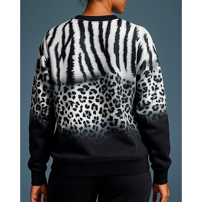 Women's Pullover Sweatshirt Casual Tops Long Sleeve Top Athleisure Fall Color Gradient Fashion Outdoor Travel Sportswear Activewear Black2