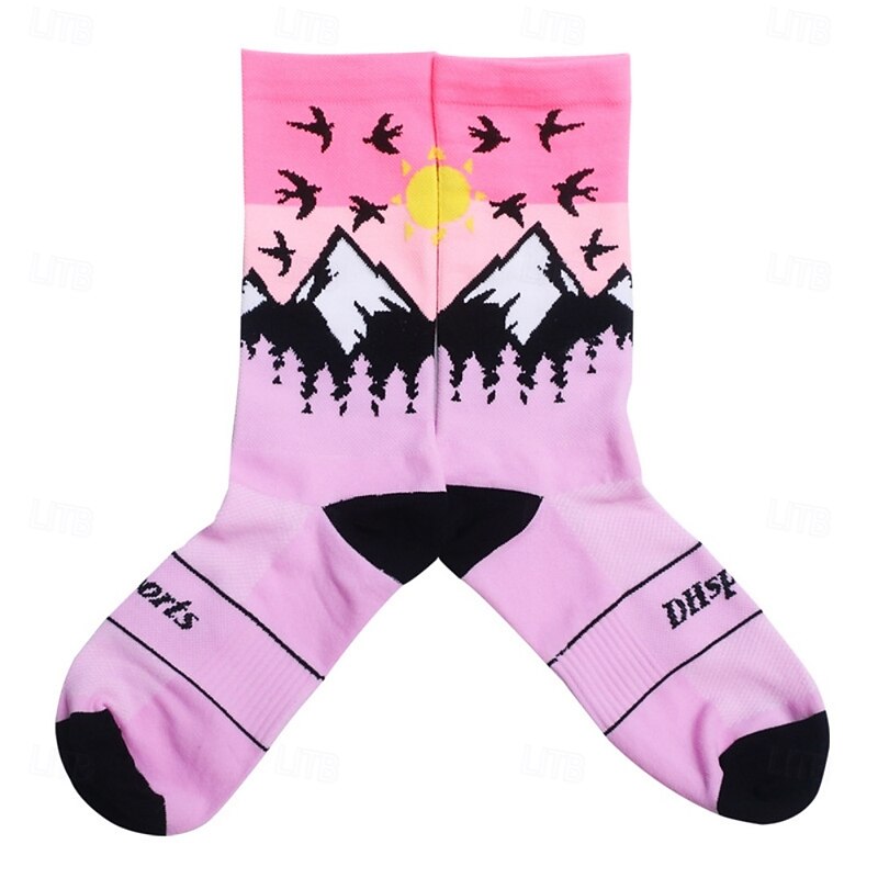 Socks Cycling Socks Bike Socks Sports Socks Athletic Socks Camping / Hiking Hiking Outdoor Exercise Bike / Cycling High Elasticity Comfortable Breathable 1 Pair Animal Nature & Landscapes Letter3