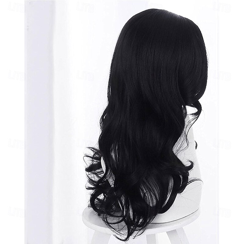 Yennefer of Vengerberg 60cm Long Black Wavy Wig Women Role Play Black Hair Cosplay Wavy Wig  Wig Cap4
