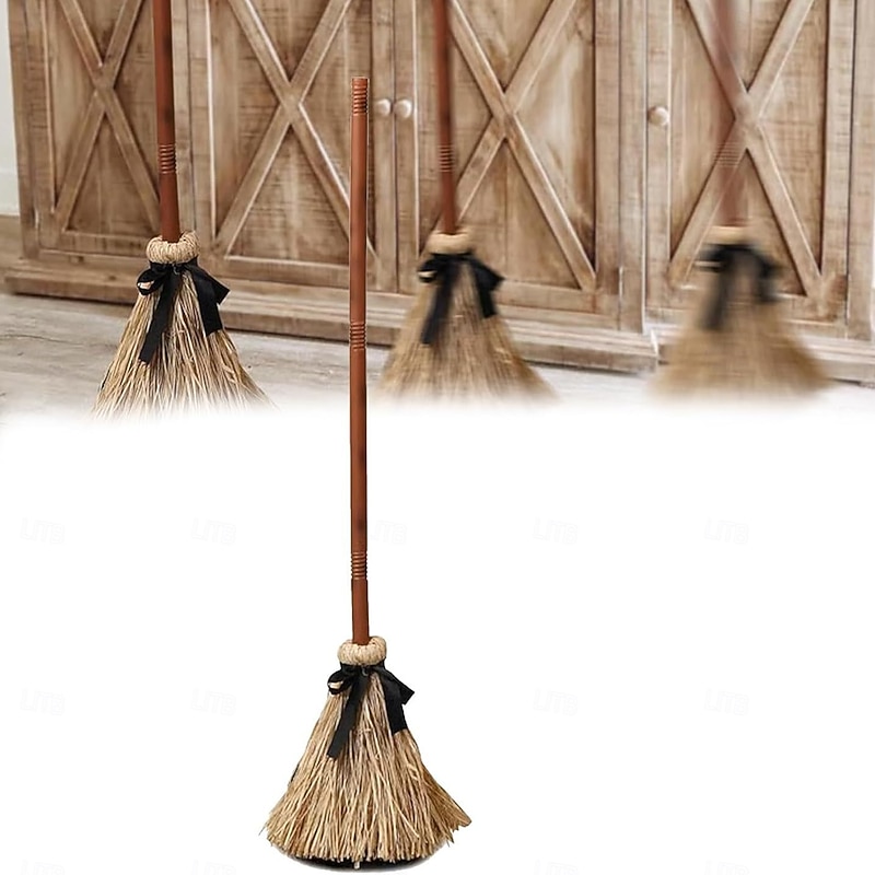 Halloween Floating Broom Dancing Witch 43.5 Inches Tall Animated Floating Witch's Broom Haunted Dancing Broom for Indoor Party Home Floor Decor