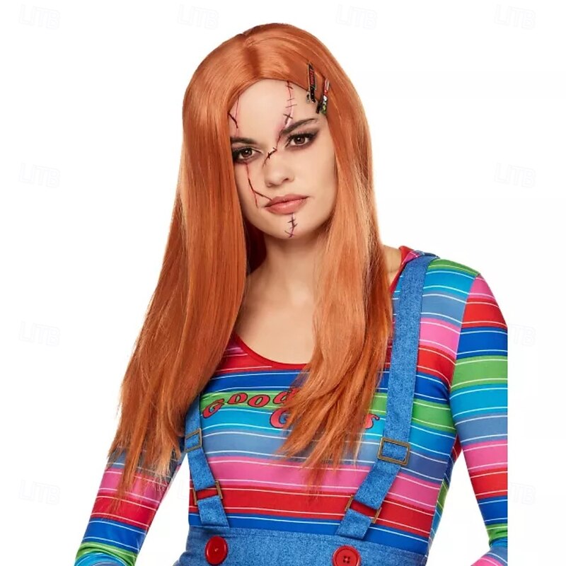 Heat-Resistant Long Chucky Wig for Adults – Synthetic Red Hair Cosplay Wig, Perfect for Halloween & Costume Parties - Main Image
