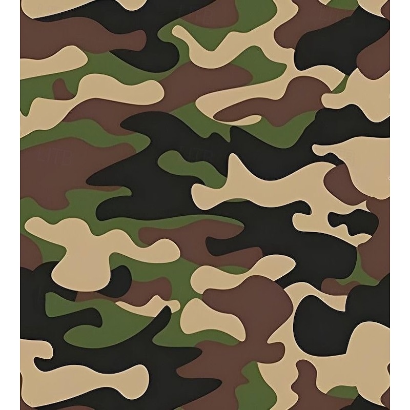 Men's Camouflage Henley Shirt T shirt Tee Short Sleeve Casual Casual Summer Black khaki Henley Henley T-Shirt3