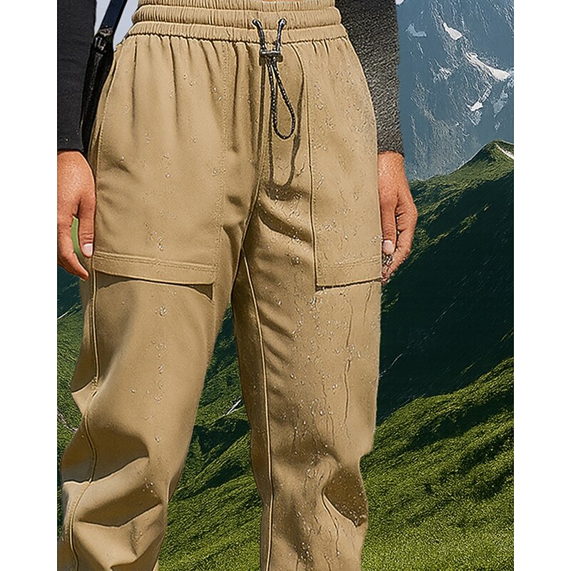 Women's Hiking Pants Trousers Casual Pants Winter Outdoor Regular Fit Waterproof Windproof Bottoms Pocket Elastic Waist Black Army Green Camping / Hiking Running S M L XL XXL3