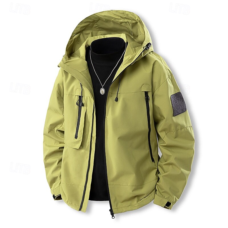 Men's Sport Coat Hiking Jacket Windcheater Jacket Sports Outdoor Casual Waterproof Windbreaker Zipper Pocket Spring &  Fall Solid Color Active Hooded Regular Black White Light Green Purple Brown3