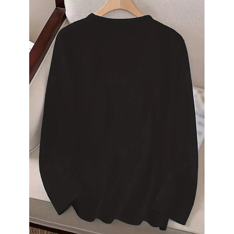 Women's Blouse Heart Graphic Butterfly Vintage Stylish Classic Long Sleeve Crew Neck Regular Tops Daily Going out Print Black White Summer Spring4