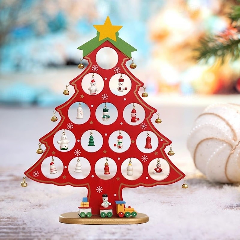 Diy Wooden Mini Christmas Tree Set For Festive Holiday Decor Includes Small Tabletop Wooden Christmas Trees Perfect For Home Decoration Gift Giving And Seasonal Party Displays2