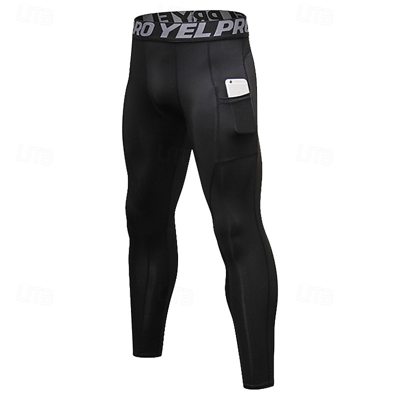 Men's Compression Pants Compression Tights Leggings Sports Baselayer with Pockets High Waist Bottoms Athleisure Gym Workout Fall Quick Dry Gym Basketball Athletic Regular Fit Sportswear Activewear2
