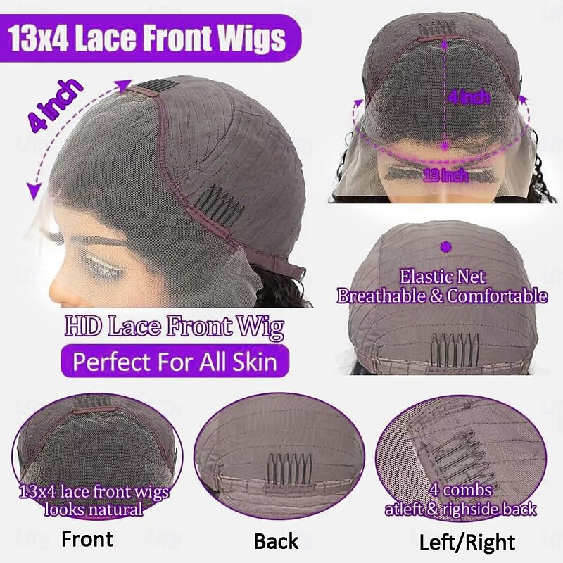 13x4 Curly Lace Front Wigs Human HairKinky Curly Human Hair Wig for Women Natural Black HD Transparent Lace Glueless Frontal Wigs Human Hair Pre Plucked4