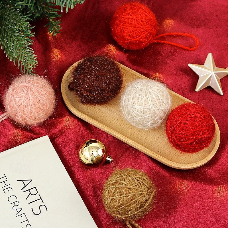 6 pcs Christmas Tree Balls Baubles Ornaments, 6 cm/2.36 inch Xmas Decoration, Premium Yarn Foam Gift Box Set, Hanging Christmas Ball Decor3
