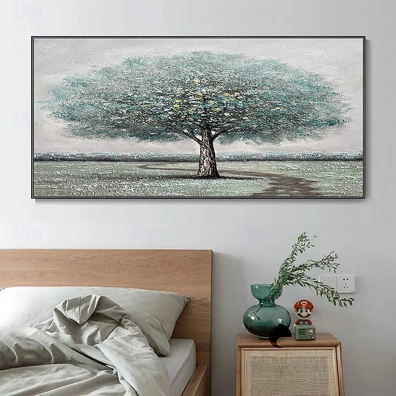 Mintura Handmade Abstract Textured Tree Landscape Oil Paintings On Canvas Wall Art Decoration Modern Picture For Home Decor Rolled Frameless Unstretched Painting2