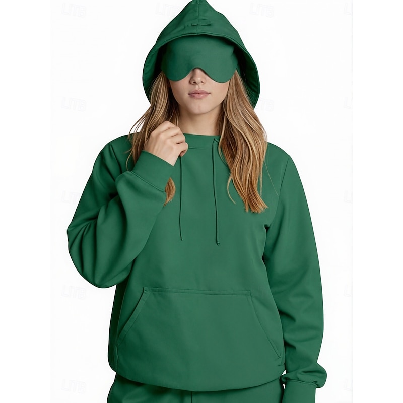 Women's Pullover Hoodie Sweatshirt Plain Casual Long Sleeve Hooded Regular Tops Street Dailywear Pocket Black Pink Brown Green Dark Gray Fall Winter
