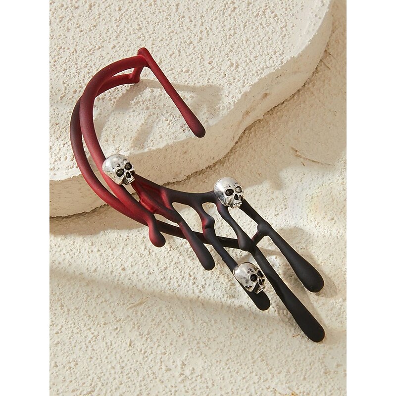 Women's Halloween Skull Drip Ear Cuff – Red and Black Blood Drip Design with Skull Accents – Unique Gothic Style for Halloween Parties and Costumes3