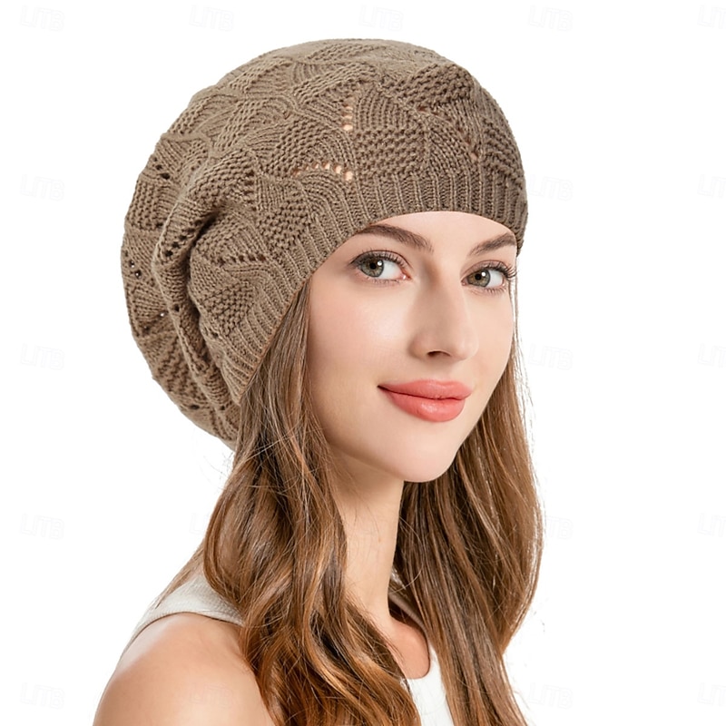 Women's Hat Melon Cap Portable Breathable Outdoor Street Knitted Pure Color4