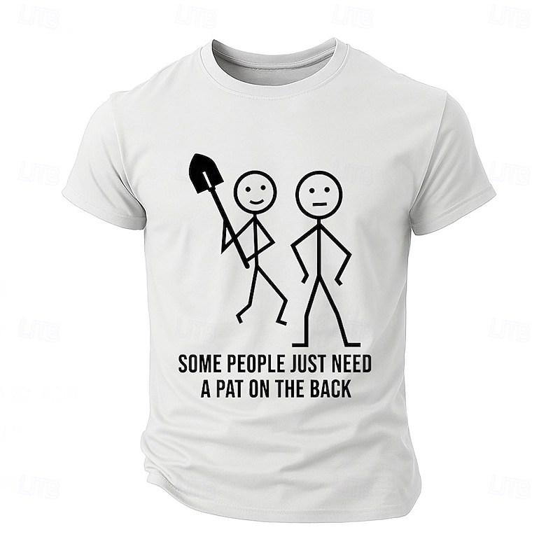 Mens Olive Green Dark Humor Graphic T-Shirt - "Some People Just Need a Pat on the Back" Shovel Design4