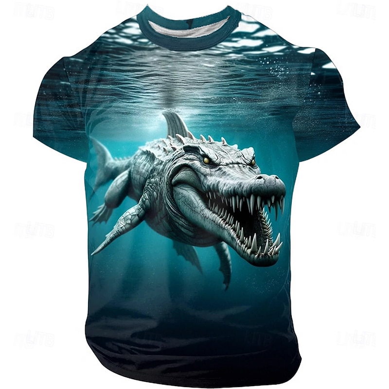 Men's Shark 3D T Shirt Short Sleeve T shirt 3D Print Crew Neck Shirt Exaggerated Designer Party Holiday Red Blue Summer Spring Clothing Apparel S M L XL XXL XXXL