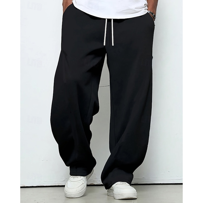 Men's Sweatpants Trousers Straight Leg Sweatpants Drawstring Pocket Elastic Waist Plain Comfort Sports Outdoor Daily Fashion Casual Black Light Grey Micro-elastic2
