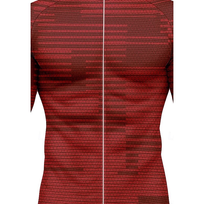 Men's Tops Cycling Jersey Graphic Geometric Abstract Long Sleeve Bike Jersey Top with 3 Rear Pockets Sun Sun Protection Sunscreen Quick Dry Sports Red Clothing Apparel3