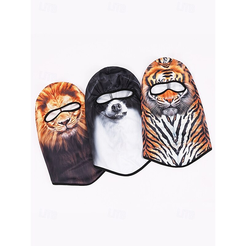 Men's Halloween Animal Face Balaclava - 3D Animal Print Full Face Mask, Quick Drying Lightweight Material, Suitable for Cosplay, Masquerade, Skiing, Cycling and Outdoor Sports3