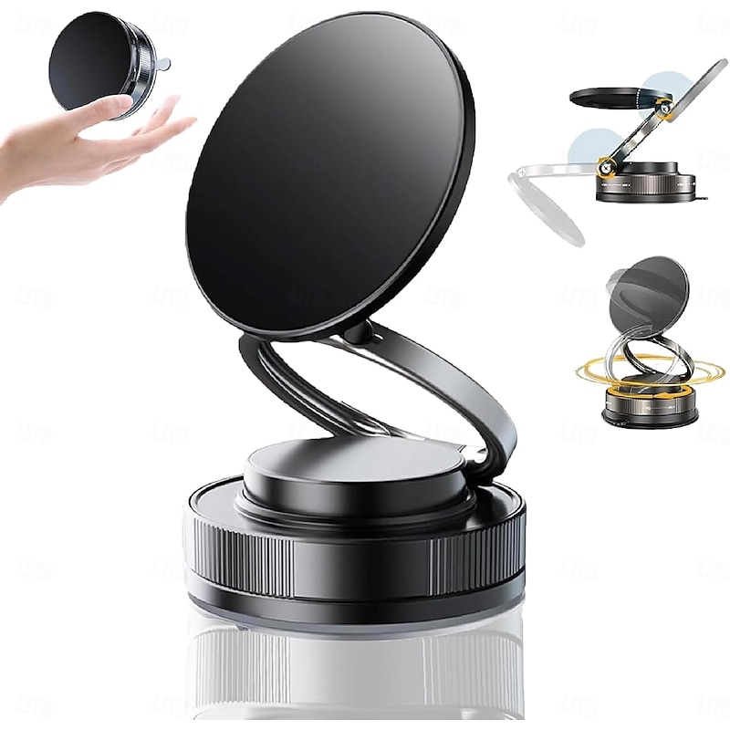 360 Degree Adjustable Vacuum Magnetic Phone Holder Hands-Free Foldable Suction Cup Phone Mount MagSafe Cell Phone Holders for Your Car/Gym/Mirror Mount for iPhone & Android3