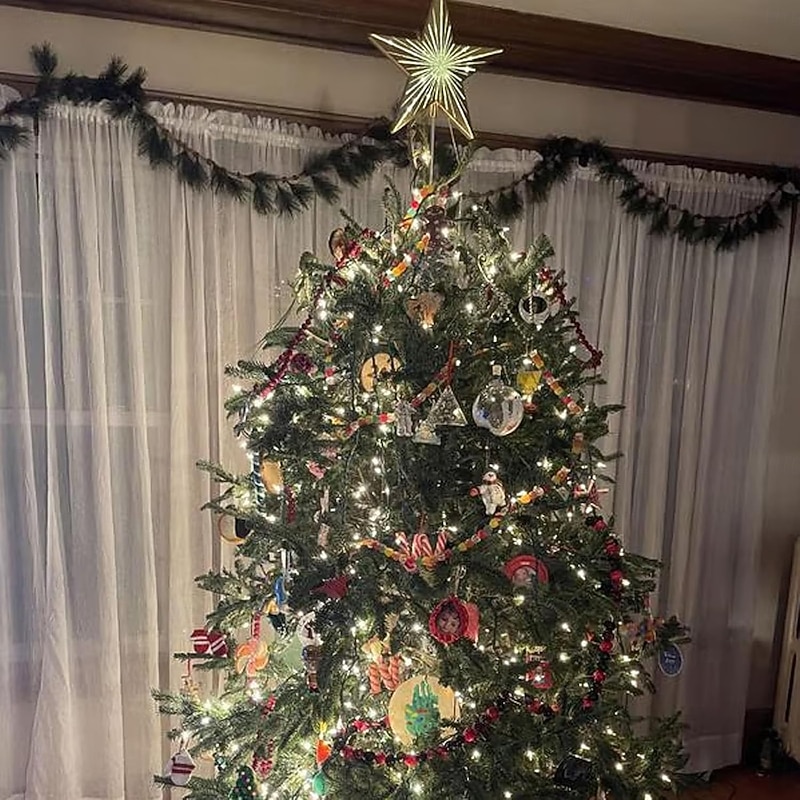 Christmas Tree Topper Starry Night Gingerbread Tree Topper 5 Point Resin Tree Top Star  Star with Auto Timer Fits All Trees Sizes Elegant Gift for Home Holiday Magic & Party Decor4