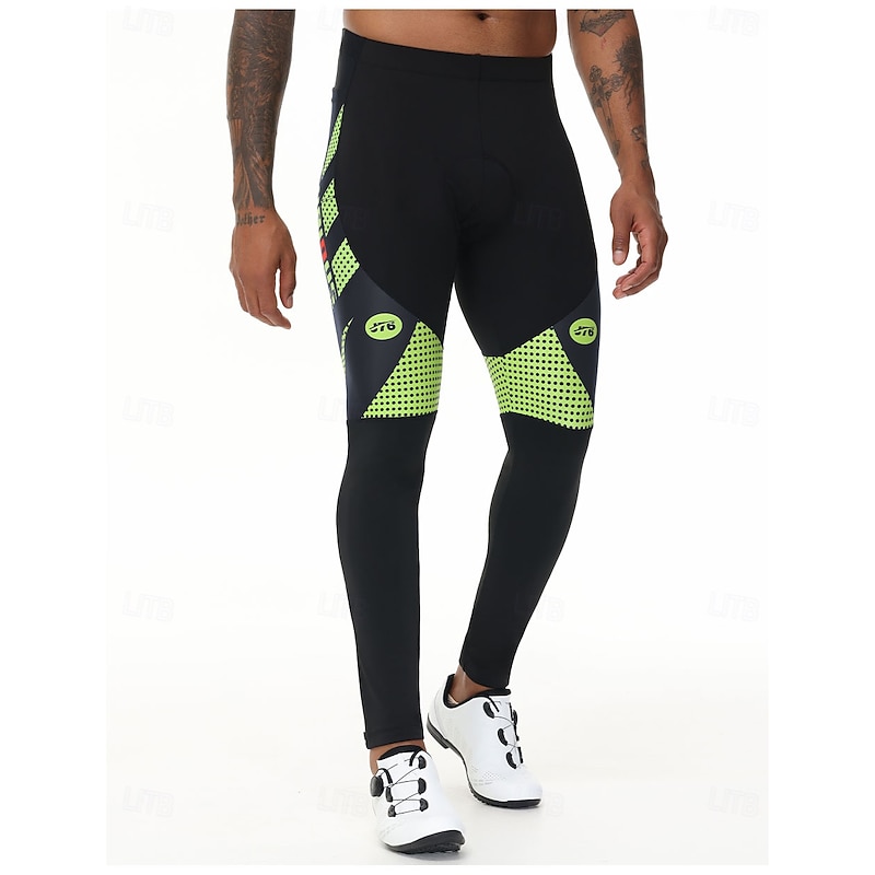 Men's Cycling Tights Bike Pants Bike Tights Race Fit Sports Windproof Elastic Breathable Green+Black Black+Blue Spandex Clothing Apparel Advanced Bike Wear3