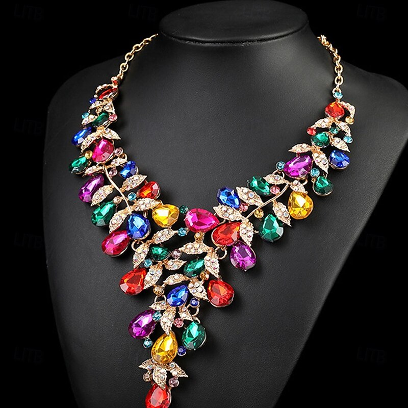 Jewelry Set Two-piece Suit Chrome Earrings Necklace Women's Elegant Vintage Fashion Vintage Style Classic Jewelry Set For Wedding Party Wedding Guest4