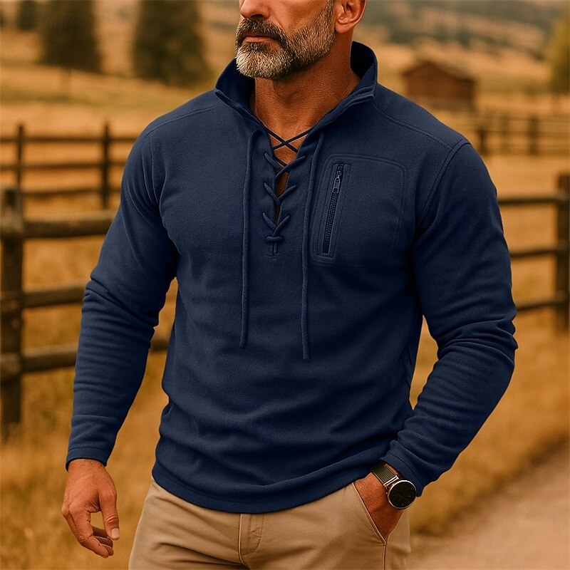 Men's Hoodie Fleece Hoodie Tactical Hoodie Army Green Navy Blue Brown Gray Standing Collar Plain Drawstring Sports & Outdoor Casual Daily Streetwear Cool Sportswear Spring &  Fall Clothing Apparel4