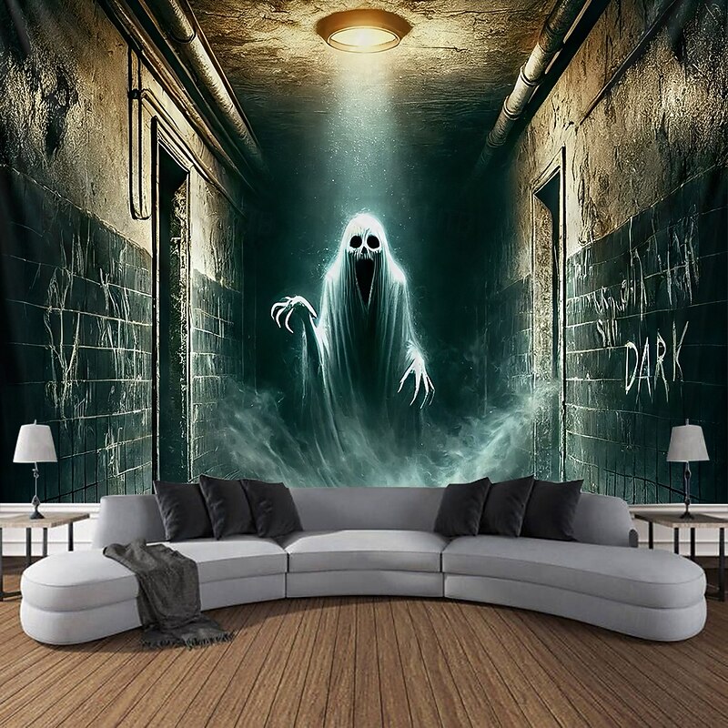 Halloween Tapestry Banners Wall Hangings Skeleton Ghost Dark Punk Gothic Style Party Dorm Shooting Backgrounds Home Decor