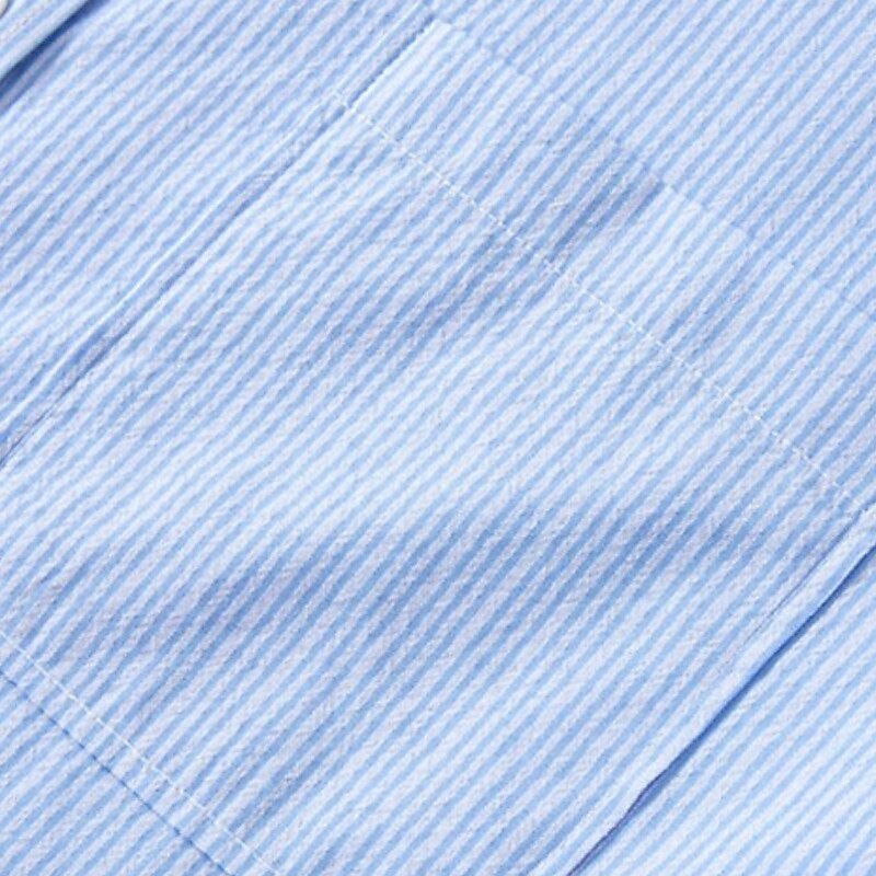 Men's Shirt Summer Shirt Casual Shirt Beach Shirt Button Up Shirt Blue Gray Short Sleeve Stripe Band Collar Vacation Hawaiian Pocket Clothing Apparel Fashion Casual Comfortable4