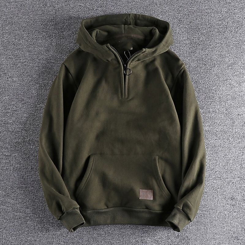 Men's Hoodie Zip Up Hoodie Pullover Hoodie Sweatshirt Quarter Zip Hoodie Wine Red Black Army Green Gray Hooded Plain Zip Up Sports & Outdoor Casual Daily Streetwear Cool Sportswear Fall Spring &  Fall2