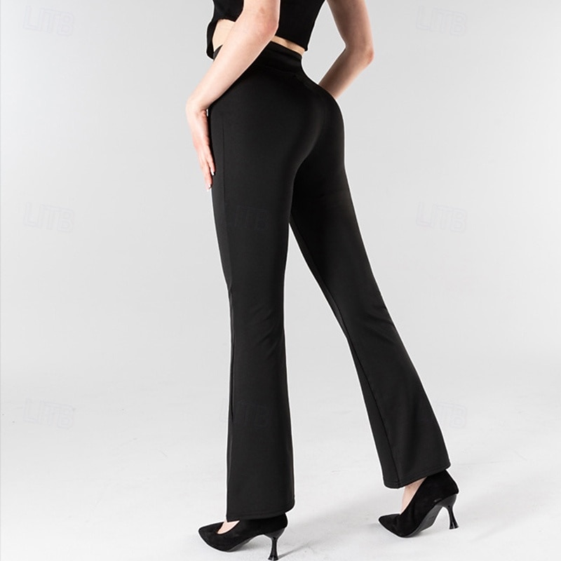 Women's Flared Pants Casual Pants Tummy Control High Waist Athletic Pilates Running Bottoms Solid Color Black Fall Sports Activewear4