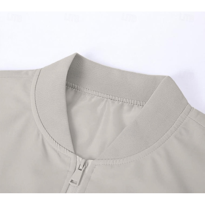 Men's Jacket Casual Jacket Outdoor Vacation Warm Zipper Pocket Fall Winter Plain Fashion Streetwear Standing Collar Regular Black Blue Army Green Beige Jacket3