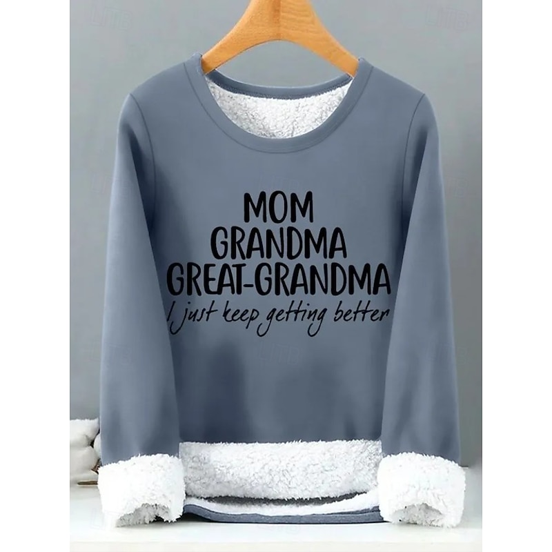 Women's Pullover Sweatshirt Letter Casual Comfrt Long Sleeve Crew Neck Round Neck Regular Tops Street Dailywear Print Black Pink Red Blue Gray Fall Winter